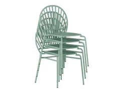 Conjunto sala de jardim em metal, mesa D110 cm e 4 cadeiras verde amêndoa CEDEIRA de MYLIA