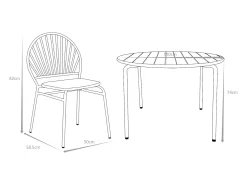 Conjunto sala de jardim em metal, mesa D110 cm e 4 cadeiras verde amêndoa CEDEIRA de MYLIA