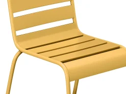 Conjunto sala jantar jardim metal, mesa 160 cm e 4 cadeiras amarelo mostarda - MIRMANDE