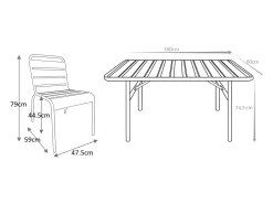 Conjunto sala jantar jardim metal, mesa 160 cm e 4 cadeiras amarelo mostarda - MIRMANDE