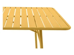 Conjunto sala jantar jardim metal, mesa C160 cm, 2 cadeirões e 4 cadeiras amarelo MIRMANDE