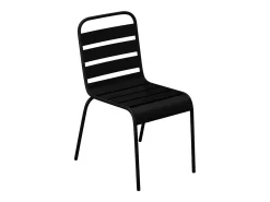 Conjunto sala jantar jardim metal, mesa C160 cm e 4 cadeiras empilháveis preto MIRMANDE