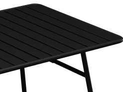 Conjunto sala jantar jardim metal, mesa C160 cm e 4 cadeiras empilháveis preto MIRMANDE