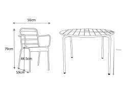 Conjunto sala jantar jardim metal, mesa D110cm e 4 cadeiras empilháveis amarelo - MIRMANDE