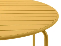 Conjunto sala jantar jardim metal, mesa D110 cm e 4 cadeiras amarelo mostarda - MIRMANDE