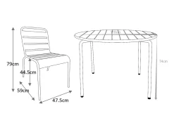 Conjunto sala jantar jardim metal, mesa D110 cm e 4 cadeiras amarelo mostarda - MIRMANDE