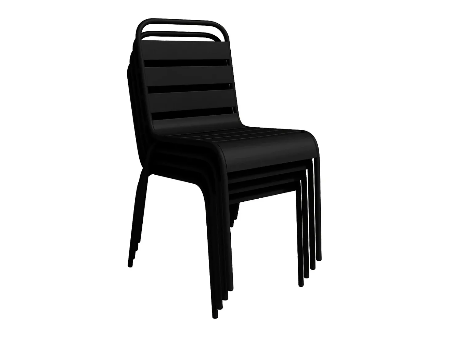 Conjunto sala jantar metal mesa C160 cm, 2 cadeirões e 2 cadeiras preto MIRMANDE