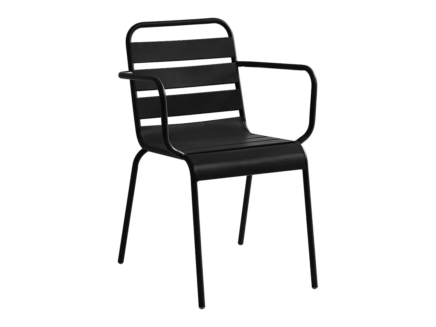 Conjunto sala jantar metal mesa C160 cm, 2 cadeirões e 2 cadeiras preto MIRMANDE