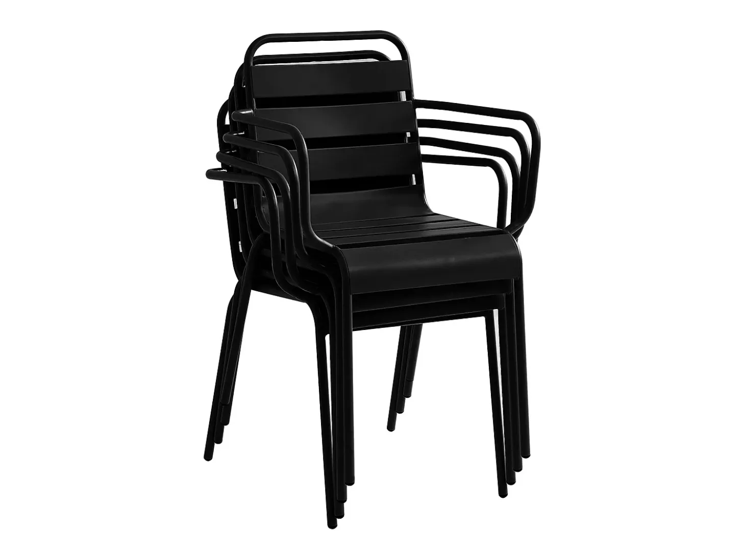 Conjunto sala jantar metal mesa C160 cm, 2 cadeirões e 2 cadeiras preto MIRMANDE
