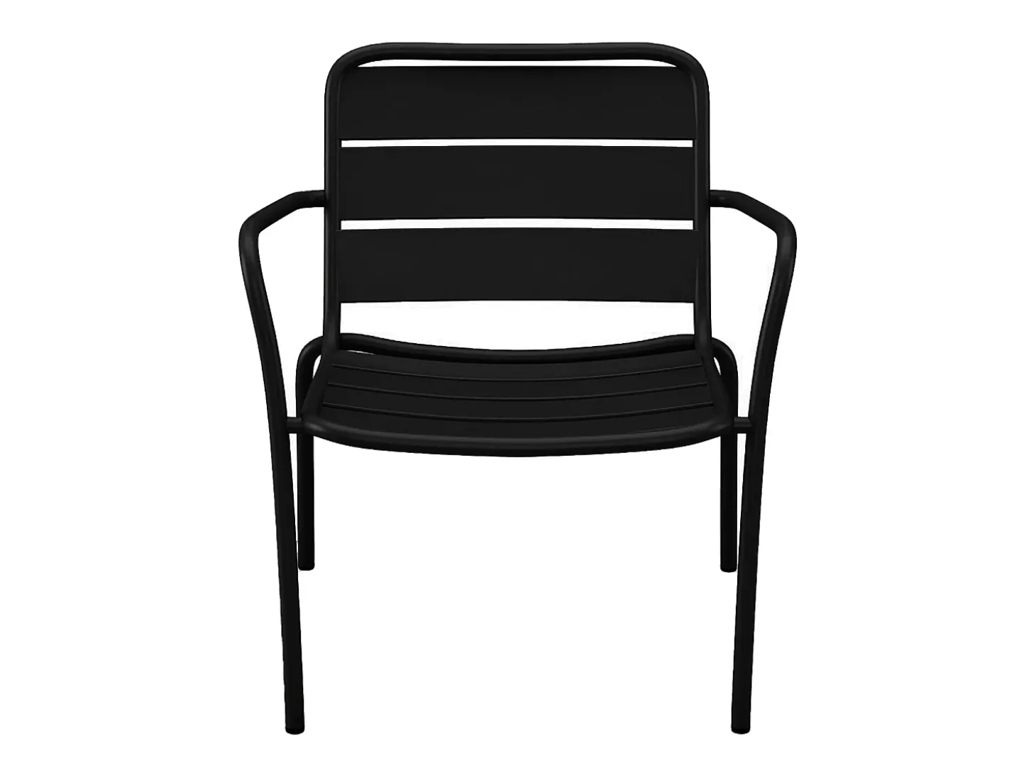Conjunto sala jardim metal, 2 cadeirões baixos e mesas encaixar preto MIRMANDE