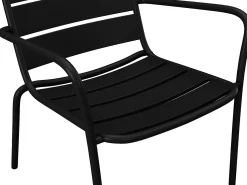 Conjunto sala jardim metal, 2 cadeirões baixos e mesas encaixar preto MIRMANDE