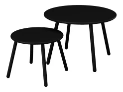Conjunto sala jardim metal, 2 cadeirões baixos e mesas encaixar preto MIRMANDE