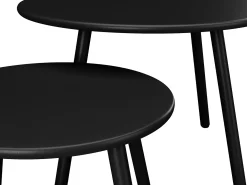 Conjunto sala jardim metal, 2 cadeirões baixos e mesas encaixar preto MIRMANDE