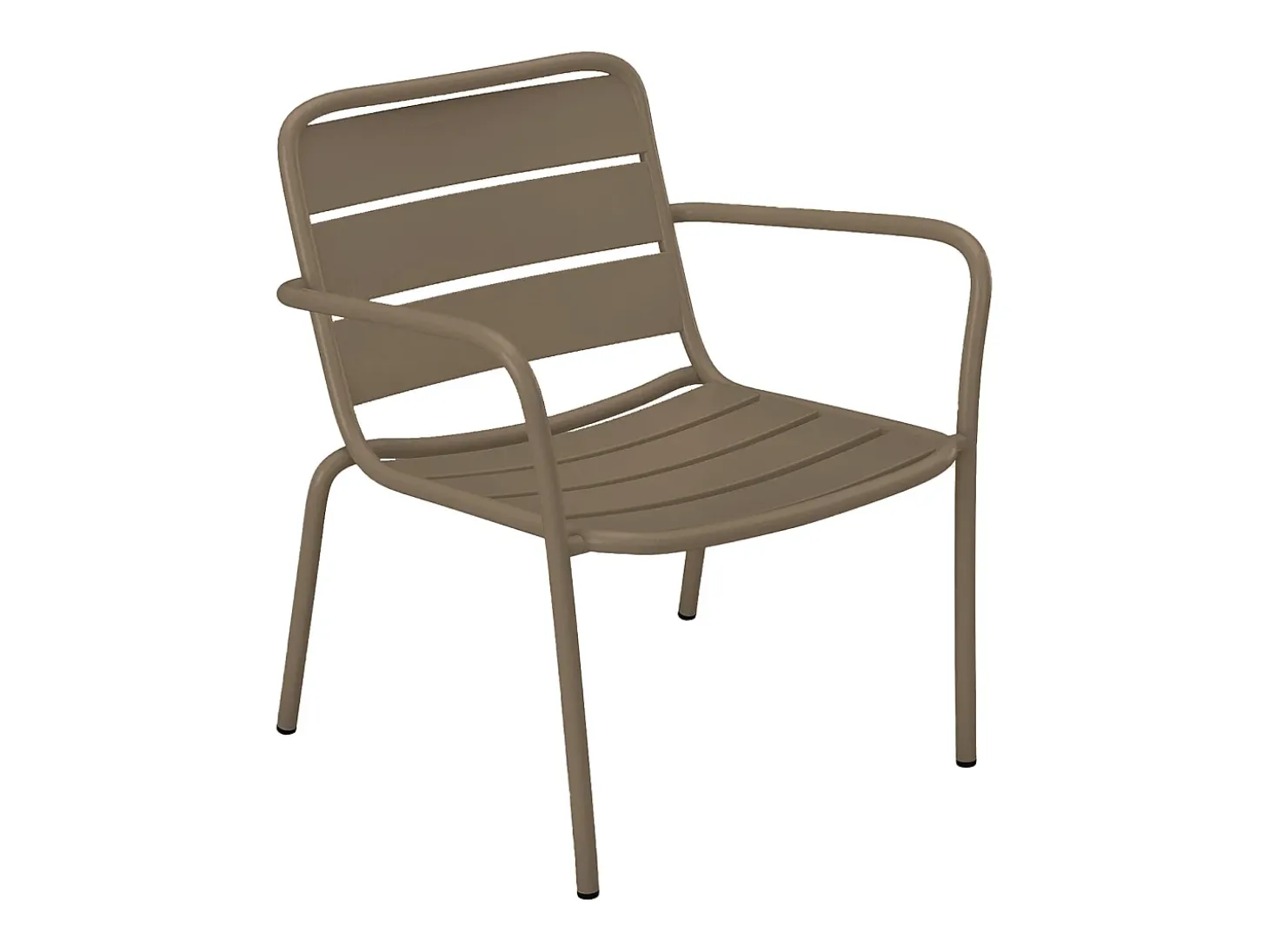 Conjunto sala jardim metal, 2 cadeirões baixos e mesas encaixar cor taupe MIRMANDE
