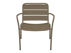 Conjunto sala jardim metal, 2 cadeirões baixos e mesas encaixar cor taupe MIRMANDE
