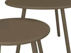 Conjunto sala jardim metal, 2 cadeirões baixos e mesas encaixar cor taupe MIRMANDE