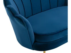 Conjunto sofá de 2 lugares e poltrona concha em veludo azul-escuro DANDELION