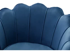 Conjunto sofá de 2 lugares e poltrona concha em veludo azul-escuro DANDELION