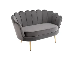Conjunto sofá de 2 lugares e poltrona concha em veludo antracite DANDELION