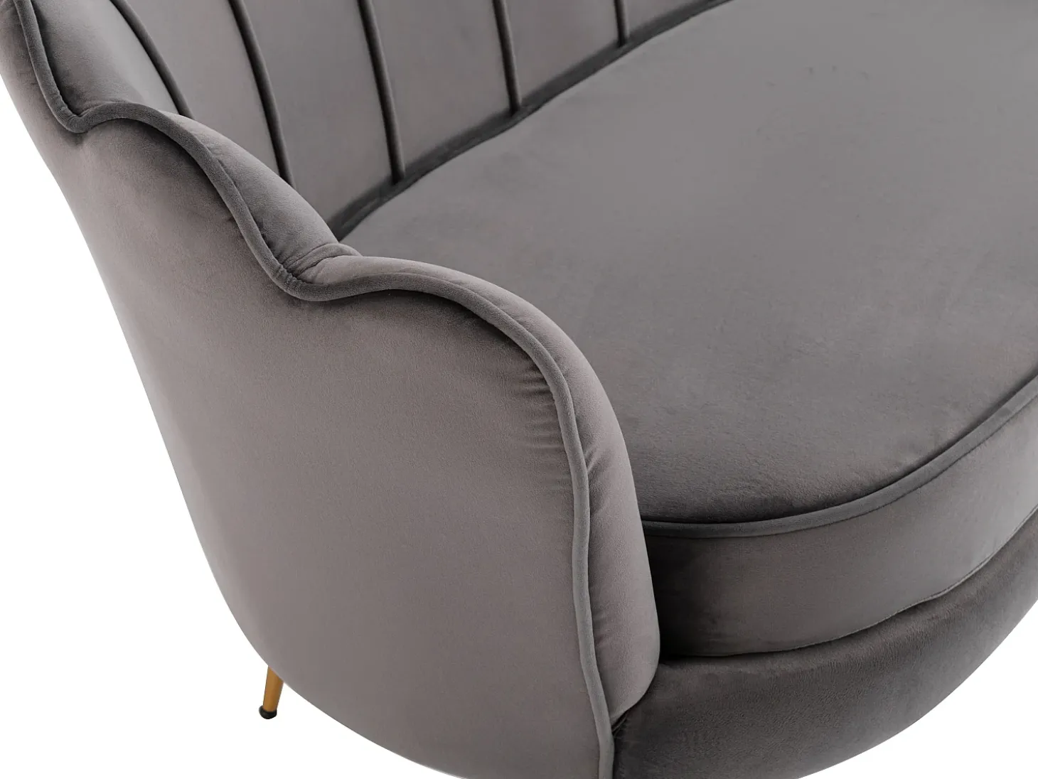 Conjunto sofá de 2 lugares e poltrona concha em veludo antracite DANDELION