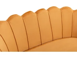 Conjunto sofá de 2 lugares e poltrona concha em veludo amarelo-mostarda DANDELION