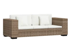 Conjunto sofás de 2 + 3 lugares, vime genuíno