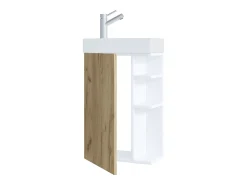 Conjunto VCM de 2 peças | Lavandaria para hóspedes WC | Banheiro | Lavatório | Móveis de casa de banho Conjunto de casa de banho – Lumia (Branco / Carvalho de mel)