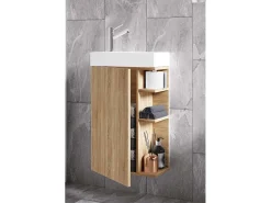 Conjunto VCM de 2 peças | Lavandaria para hóspedes WC | Banheiro | Lavatório | Móveis de casa de banho Conjunto de casa de banho – Lumia (Sonoma oak)