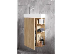 Conjunto VCM de 2 peças | Lavandaria para hóspedes WC | Banheiro | Lavatório | Móveis de casa de banho Conjunto de casa de banho – Lumia (Sonoma oak)