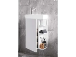 Conjunto VCM de 2 peças | Lavandaria para hóspedes WC | Banheiro | Lavatório | Móveis de casa de banho Conjunto de casas de banho – Lumia (Branco)