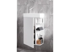 Conjunto VCM de 2 peças | Lavandaria para hóspedes WC | Banheiro | Lavatório | Móveis de casa de banho Conjunto de casas de banho – Lumia (Branco)