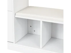 Conjunto vestiário de entrada 163×35×161 cm - com cabideiro e espelho - banco e móvel para sapatos - com iluminação LED - Branco