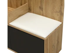 Conjunto vestiário de entrada 100×38×191 cm - com cabideiro e sapateira - ganchos e 1 espelho - natural + preto
