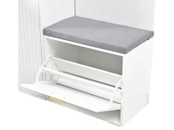 Conjunto vestiário de entrada 150x36x180cm - con 4 portas e 1 gaveta - con espelho e móvel para sapatos - con gancho - Branco