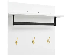 Conjunto vestiário de entrada 150x36x180cm - con 4 portas e 1 gaveta - con espelho e móvel para sapatos - con gancho - Branco