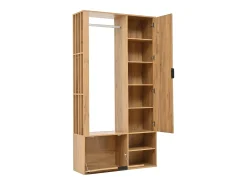 Conjunto vestiário de entrada 100×33×190 cm - com sapateiro - com espelho - 2 portas - painel de partículas - natural