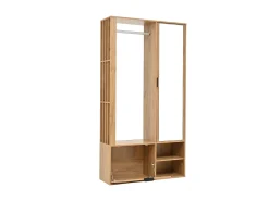 Conjunto vestiário de entrada 100×33×190 cm - com sapateiro - com espelho - 2 portas - painel de partículas - natural