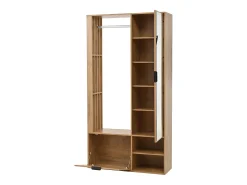 Conjunto vestiário de entrada 100×33×190 cm - com sapateiro - com espelho - 2 portas - painel de partículas - natural