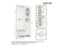 Conjunto vestiário de entrada 85×33,5×200 cm - 2 portas e 1 gaveta - com banco para sapatos e almofada - 6 ganchos - Branco