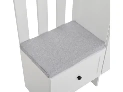 Conjunto vestiário de entrada 85×33,5×200 cm - 2 portas e 1 gaveta - com banco para sapatos e almofada - 6 ganchos - Branco