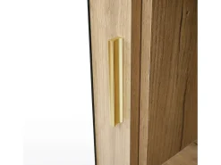 Conjunto vestiário de entrada 160x38x180cm - con 3 portas e compartimentos de armazenamento - con espelho e móvel para sapatos - con gancho - Natural