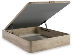 Conjunto 160x200 cm sommier arrumação natural claro + colchão molas ensacas PRESTIGE