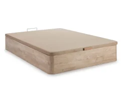 Conjunto 140x190 cm sommier arrumação natural claro + colchão molas ensacadas PRESTIGE