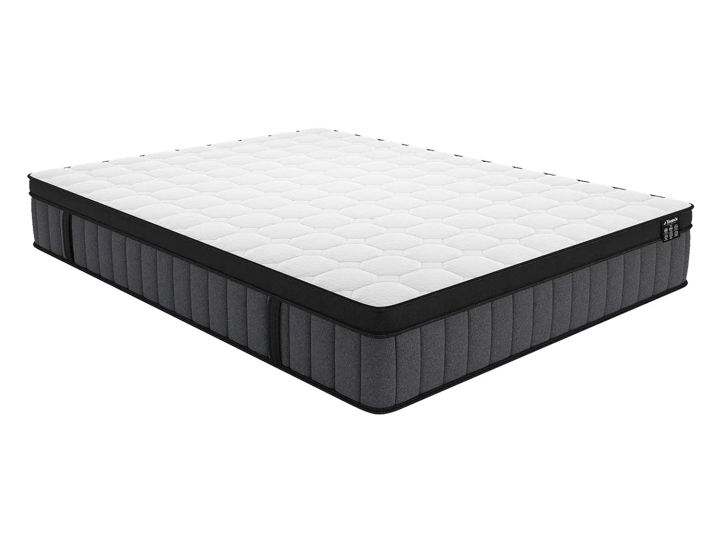 Conjunto 160x200 cm sommier arrumação colchão híbrido molas 7 zonas gel de memória de forma esp. 25 cm TOLCA YSMÉE