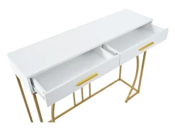 Consola com 2 gavetas - Pés em metal dourado - Branco - BLITZ
