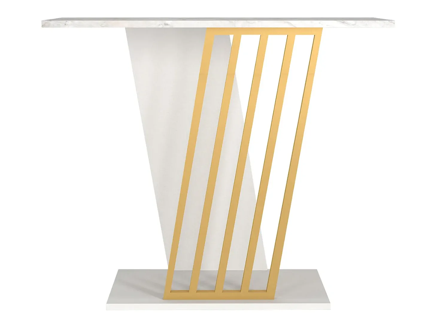 Consola cor efeito mármore branco e dourado - ORSONA