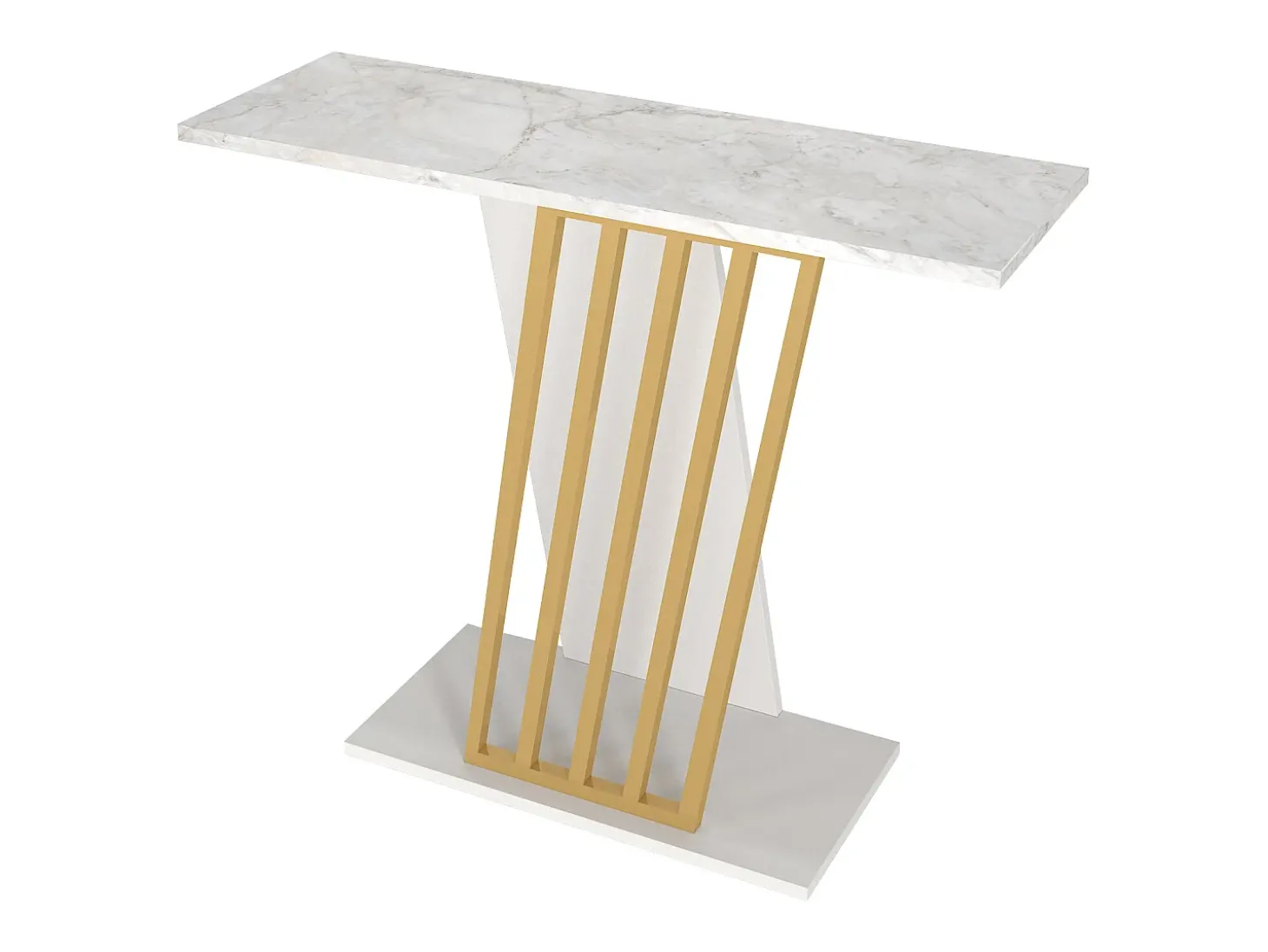 Consola cor efeito mármore branco e dourado - ORSONA