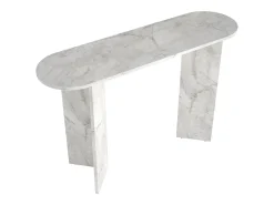 Consola oval de cor efeito mármore branco - TOPANIA