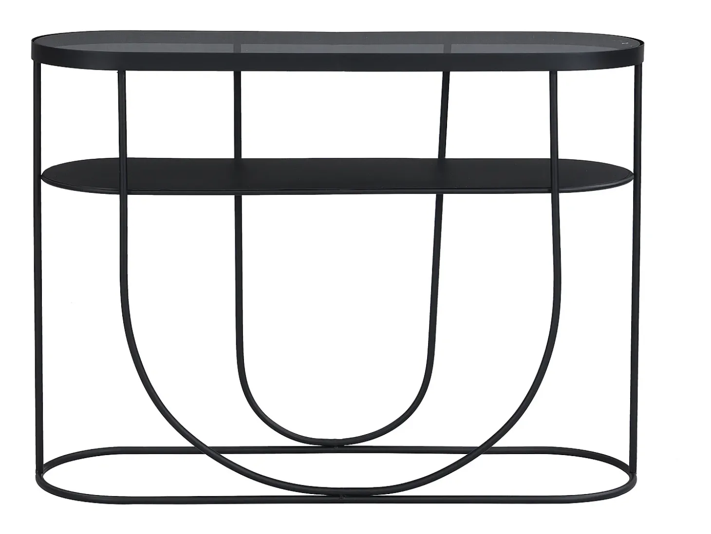 Console com 1 prateleira em metal e vidro fumê - Preto e transparente - PRETORIA