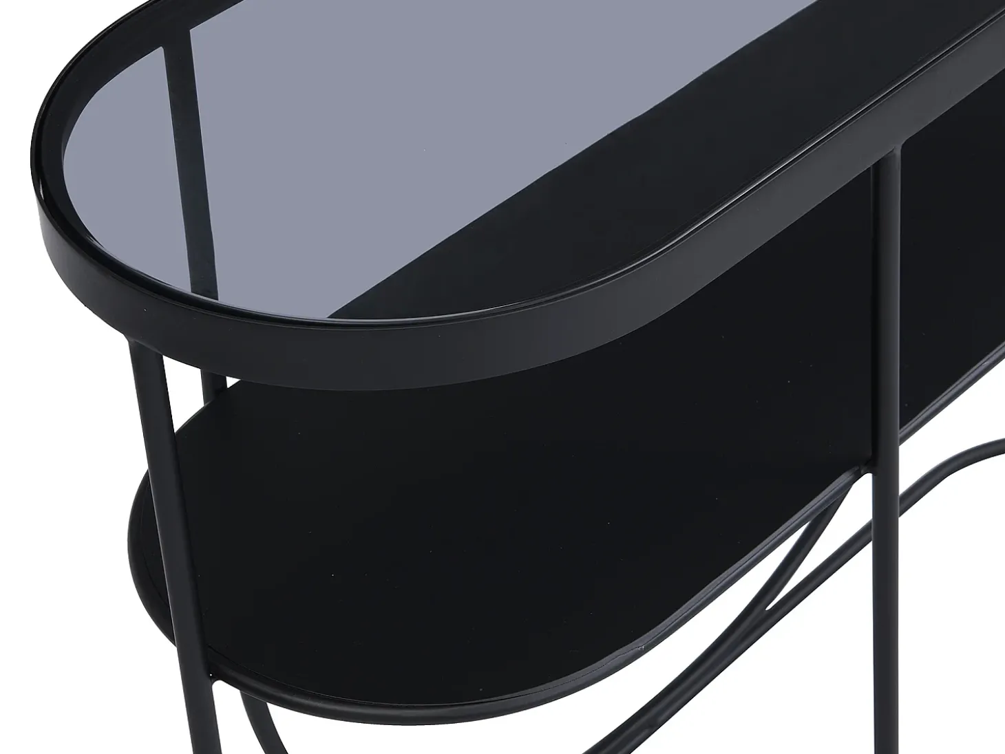 Console com 1 prateleira em metal e vidro fumê - Preto e transparente - PRETORIA